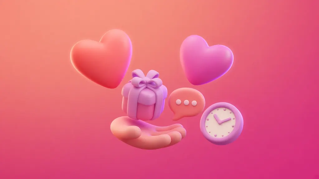 Two abstract figures exchanging a glowing heart