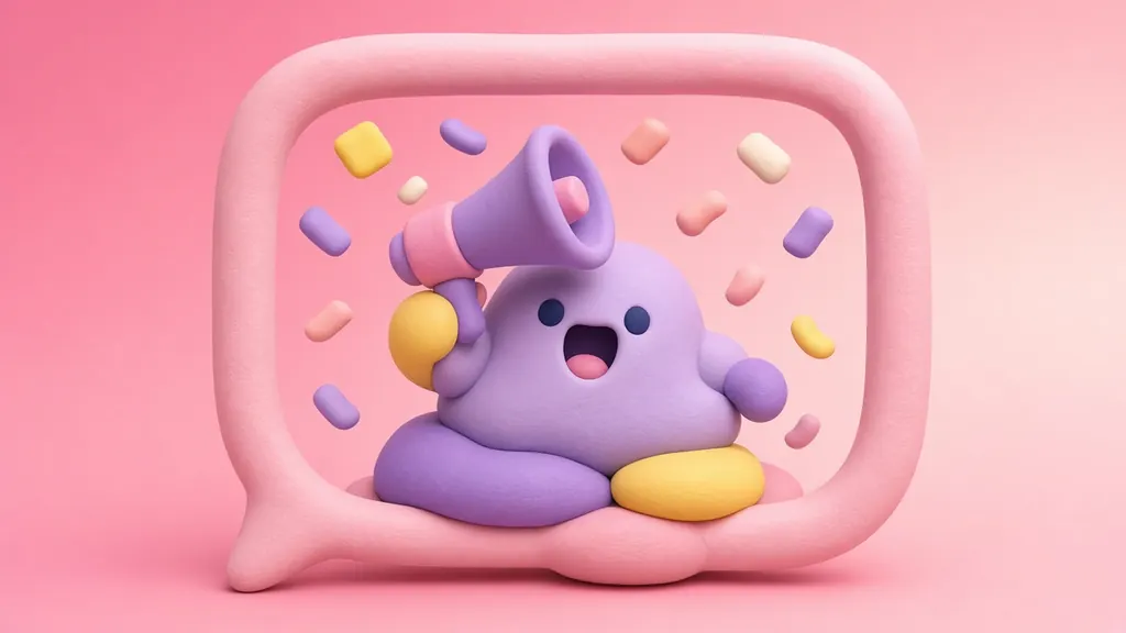 Clay 3D illustration of The Hype Machine