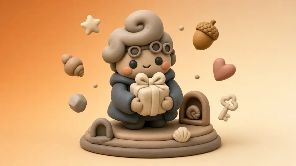Clay 3D illustration of The Curator