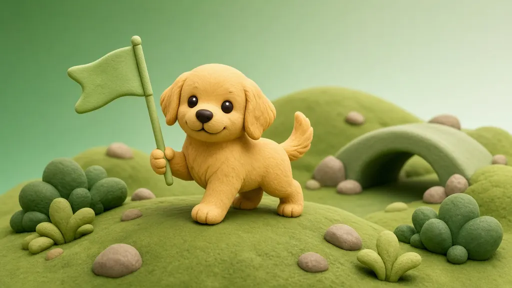 Clay 3D illustration of The Golden Retriever